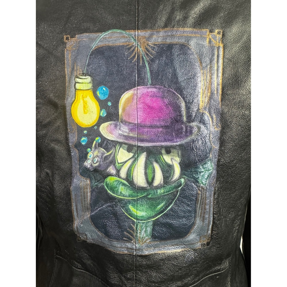1 of 1 Marv Glow Black Leather Blazer Jacket Custom Painted Graphic